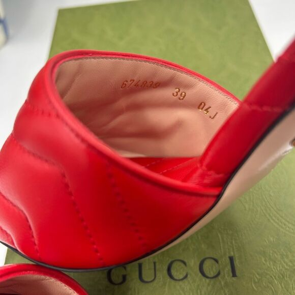 Women's Gucci GG Marmont Leather slide sandals size 39 made in Italy - Picture 9 of 11